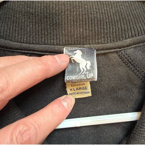 Cowgirl Up brown zip up sweatshirt dark brown stitch‎ horse girls x large - Picture 8 of 9